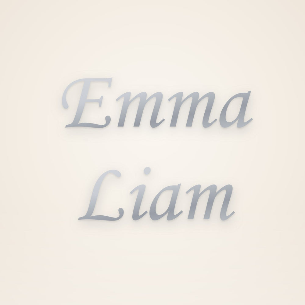 Custom Couple Name Anklet in silver, rendered preview