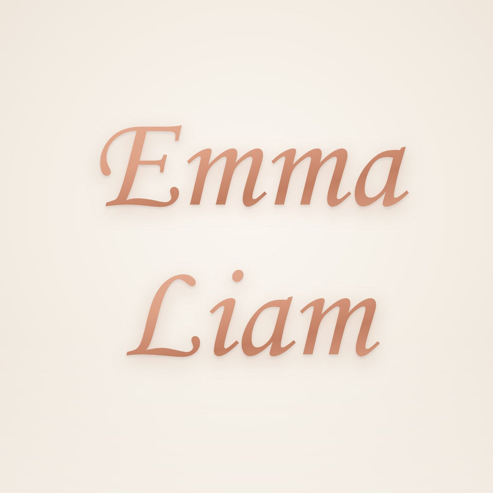 Custom Couple Name Bracelet in rose gold, rendered preview