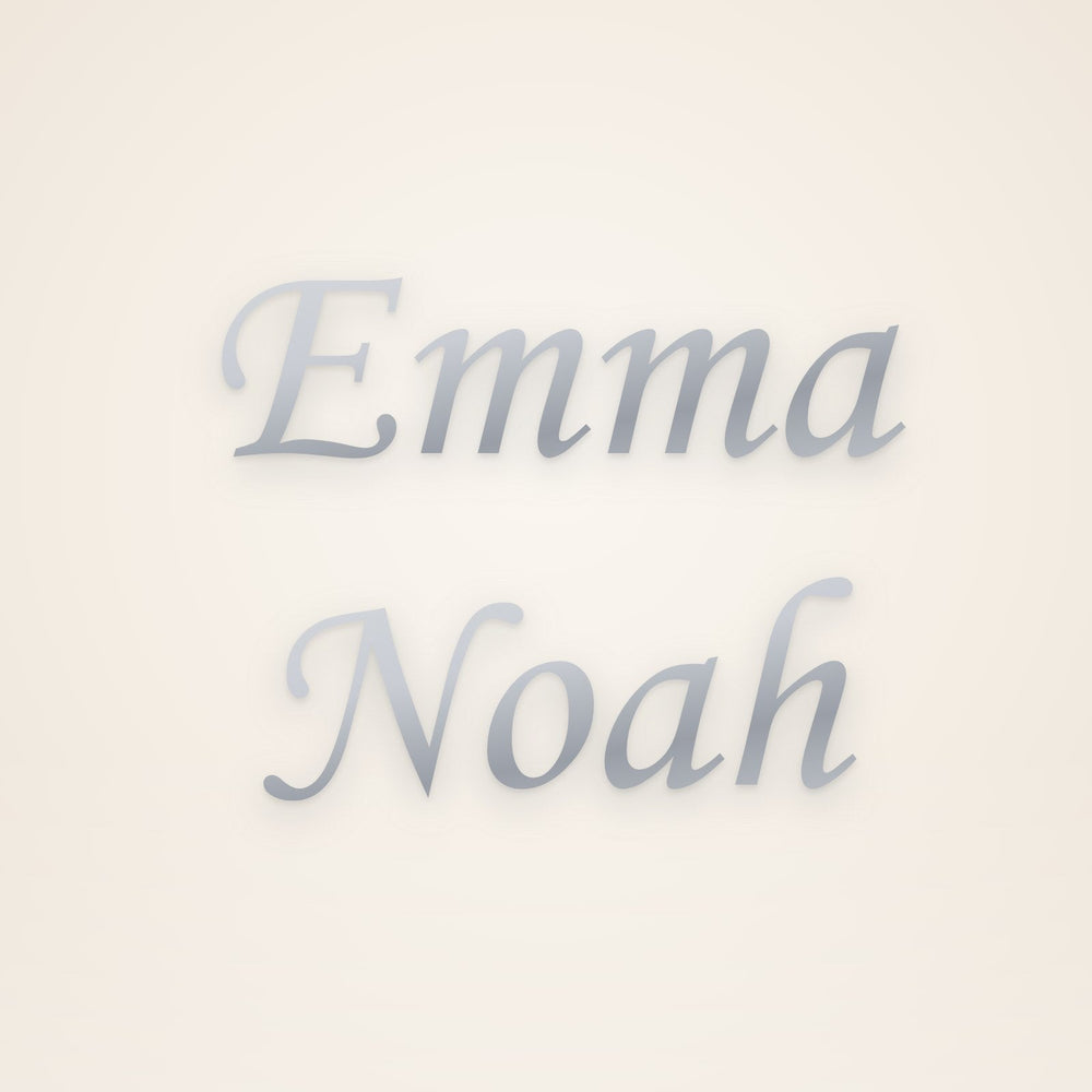 Custom Multiple Name Bracelet in silver, rendered preview