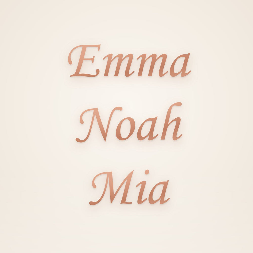 Custom Three Name Family Bracelet in rose gold, rendered preview