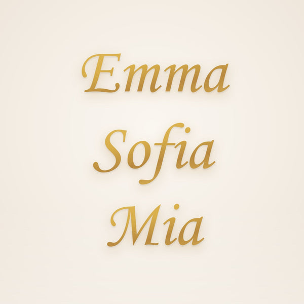 Custom Three Sisters Name Necklace in gold, rendered preview